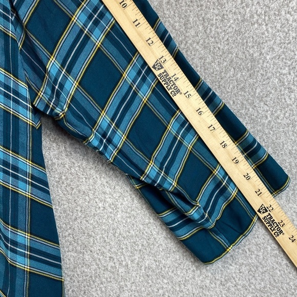 Pioneer Woman boho embroidered tunic blouse Henley button turquoise plaid 2X - Picture 4 of 9